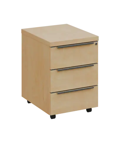 SIKC - 00 kontejner pojízdný, 3-zásuvkový, deska 18 mm, centrální zámek, bříza světlá